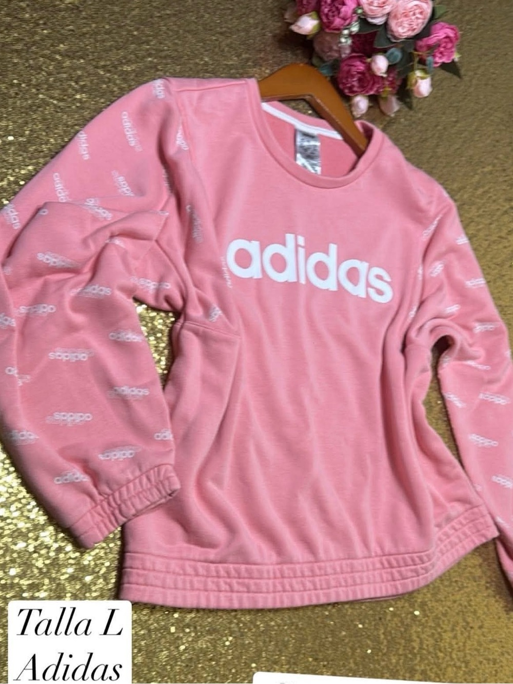 adidas Pink Crewneck Sweatshirt with White Logo